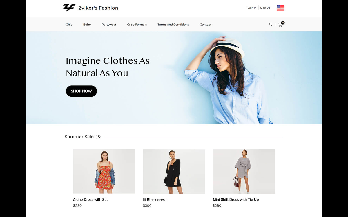 Sample online store built with Zoho Commerce