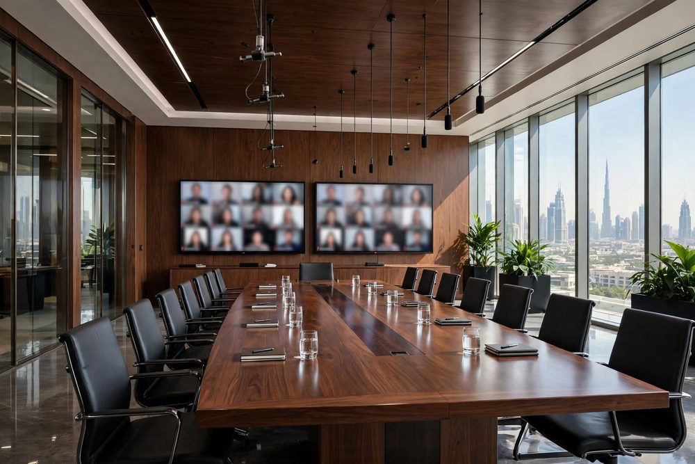 Boardroom with dual displays