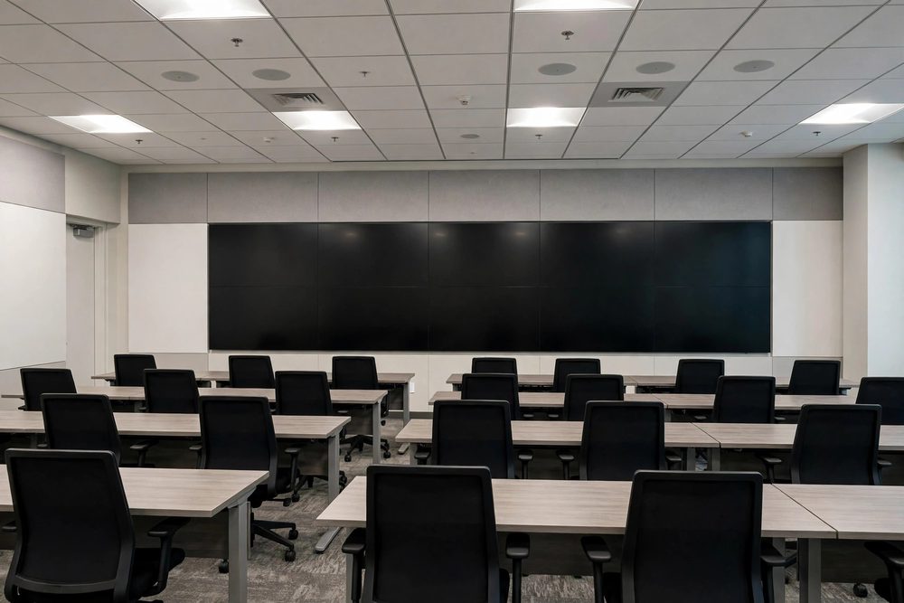 Training room with a large display