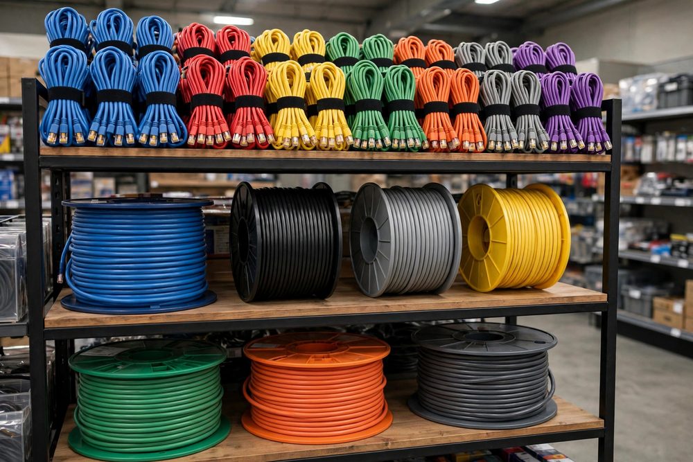 Spools of network cable and patch cords