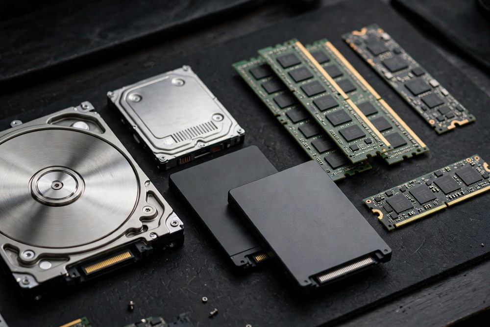 SSD drives, hard drives and memory modules