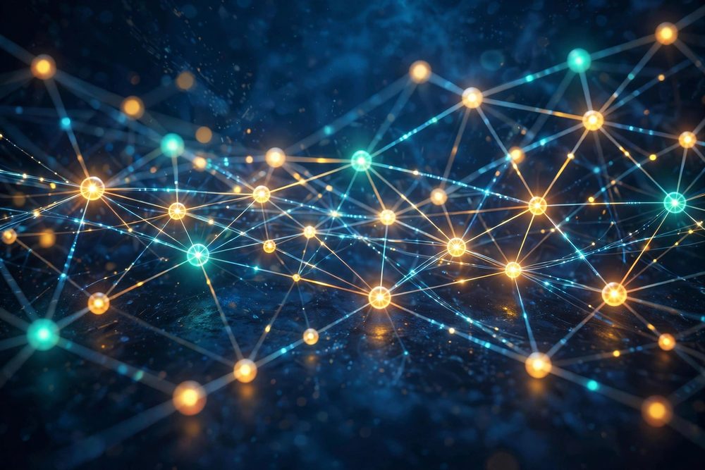 Glowing network of connected web nodes