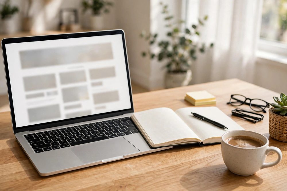 Writer's desk with a laptop