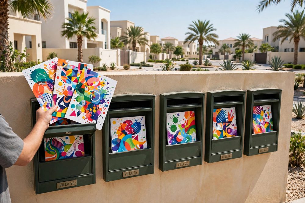 Promotional flyers delivered to villa letterboxes