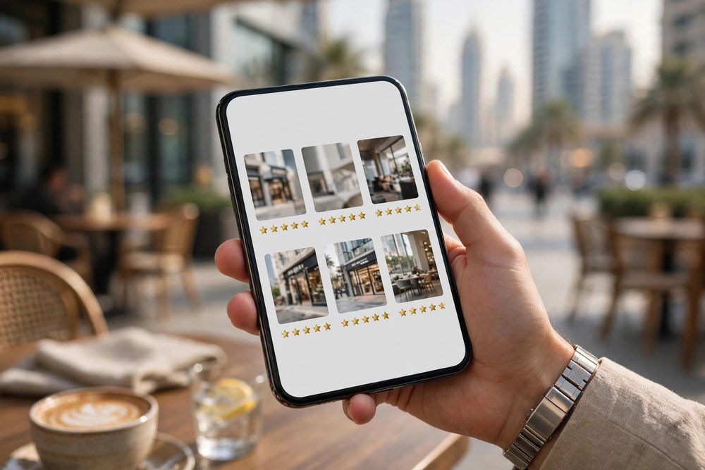 Business directory listing on a smartphone