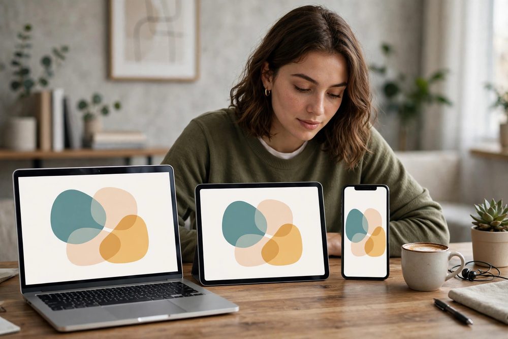 Product echoed across laptop, tablet and phone